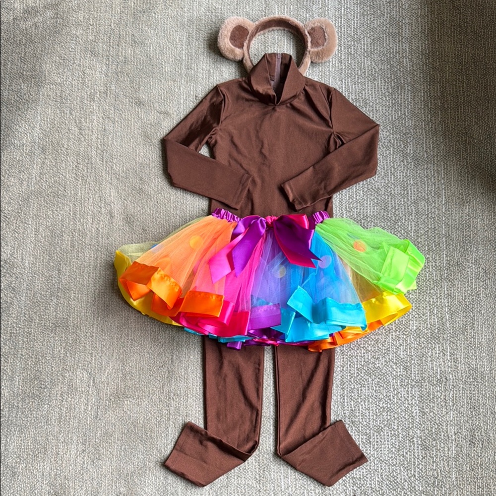 🐒Monkey Costume Tutu W/ Monkey Ears Headband ~ Bonus: 🦋Butterfly Wings - Picture 2 of 16